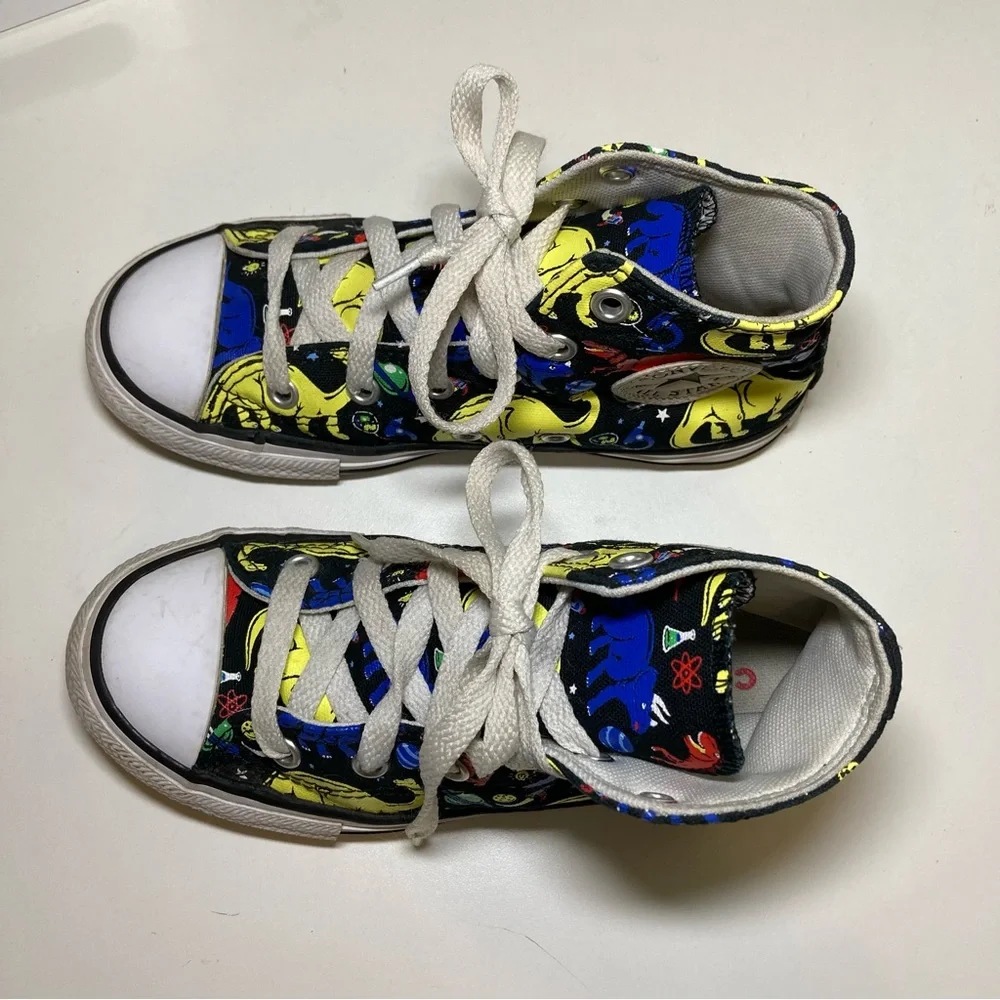 Converse Chuck Taylor All Star Junior Kid's 13 Black Dino High Tops Lace Up